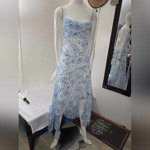 Elegant Blue Floral Dress